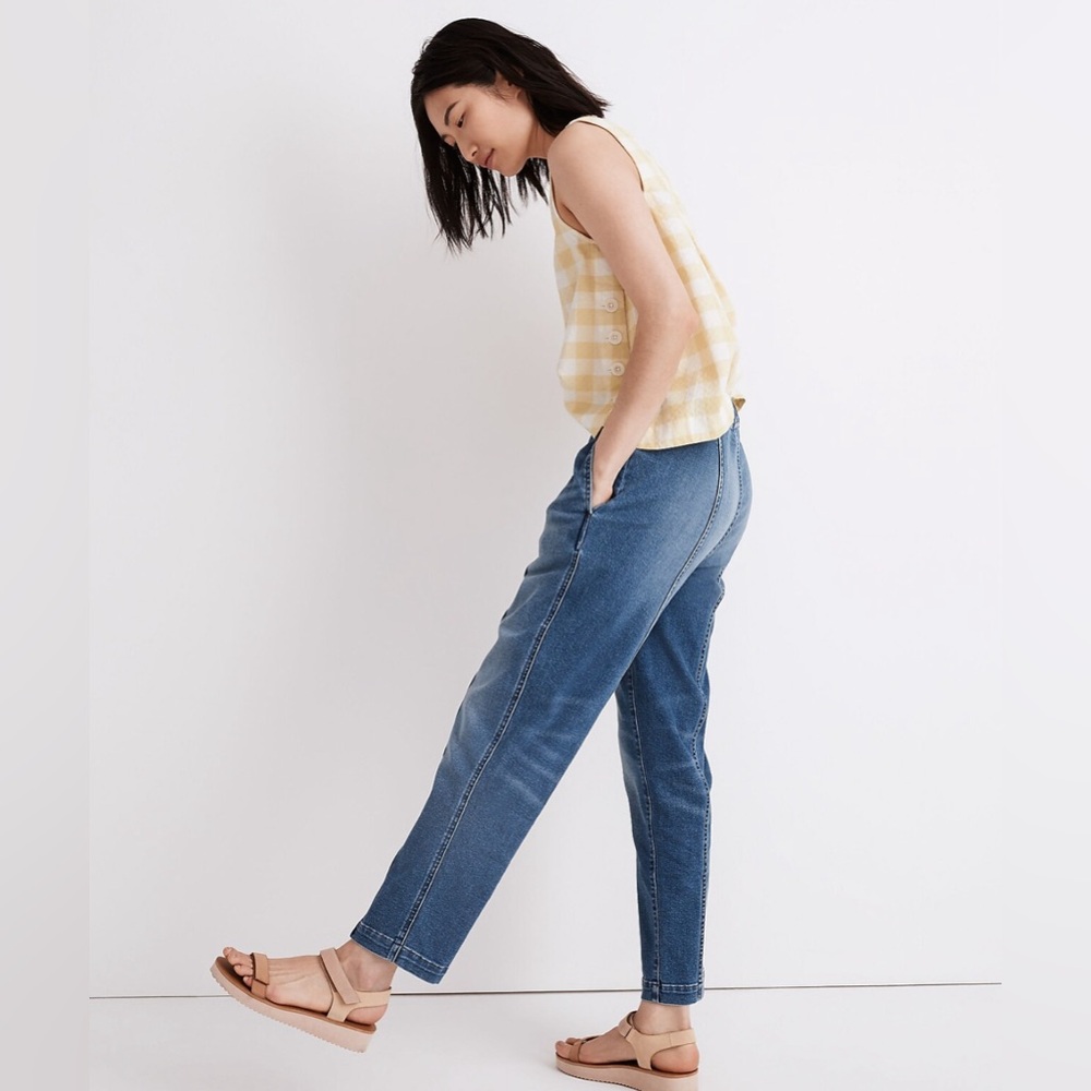 Madewell Pull-On Relaxed Jeans in Caville Wash Seamed   Women’s Size Large - Picture 2 of 15